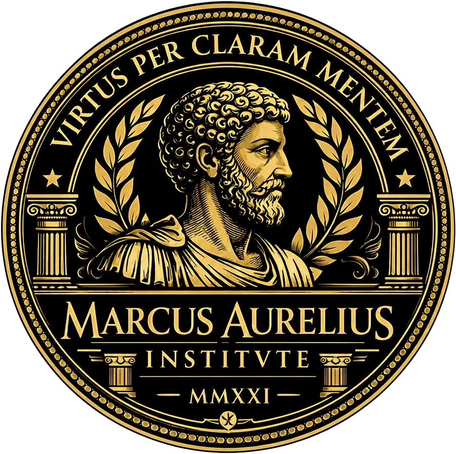 The Marcus Aurelius Institute seal. Virtus per claram mentem. Established MMXXI.